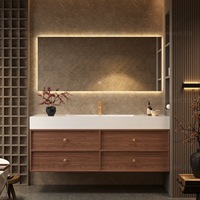 Meuble-lavabo moderne en bois flottant et marbre avec miroir de salle de bain, double/simple vasque, meuble de salle de bain avec vasque
