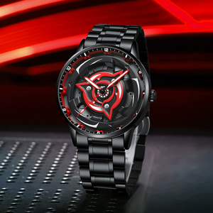 Nouvelle montre de mode pour hommes Sport voiture jante moyeu de roue 360 ° cadran rotatif montres à Quartz étanche en acier inoxydable montre-bracelet pour hommes - Product Image 4