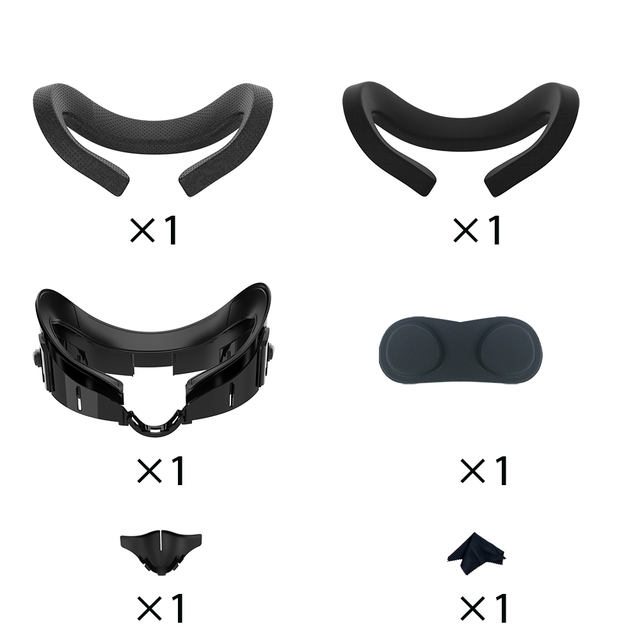 For Quest 3 Facial Interface 6-in-1 Set Lightweight PU Leather Mask Ice Silk Pad Wide View Glasses-Friendly Adjustable Stand