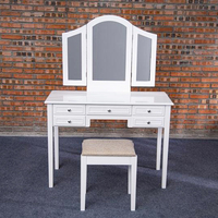 Ensemble de coiffeuse moderne avec miroir rotatif à 180 degrés, pliable, pour la chambre à coucher ou le salon, en bois