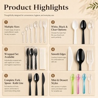Ensemble de vaisselle jetable en plastique durable, couteau, cuillère, fourchette en plastique, couverts jetables pour la restauration, les services de livraison de repas
