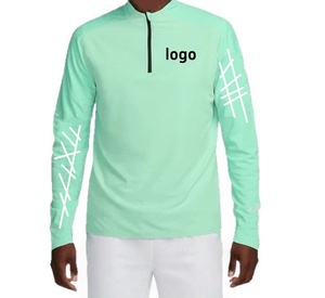 <span class=keywords><strong>Top</strong></span> <span class=keywords><strong>sportivo</strong></span> da uomo a mezza Zip verde chiaro a maniche lunghe, camicia da ginnastica traspirante ad asciugatura rapida con motivi geometrici - Product Image 1