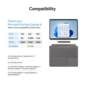 ที่ชาร์จแล็ปท็อปวินโดวส์65วัตต์15V4A พาวเวอร์ซัพพลายใช้ได้กับ <span class=keywords><strong>Microsoft</strong></span> Surface <span class=keywords><strong>Pro</strong></span> 10 9 8 <span class=keywords><strong>7</strong></span> 6 5 4 3 X-รองรับพอร์ต DC SCP - Product Image 6