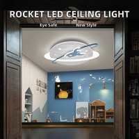 Plafonnier LED moderne pour la protection des yeux des garçons et des filles Rocket Cartoon Planet Design pour la maison, le bureau et la villa.