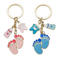 Petit pendentif porte-clés en alliage de zinc, style dessin animé, motifs biberon, vêtements, sucette, cadeau pour réunion de bébés