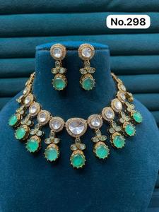 Elegant Designer Zircon Stone <b>Necklace</b> with Matching Earrings Women's <b>Statement</b> Jewelry for Party Wear and Festival Collection - Product Image 4