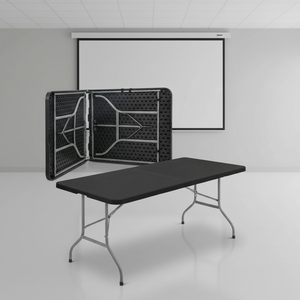 Alta calidad negro 6 pies HDPE portátil al aire libre Camping eventos Rectangular plástico Mesa Plegable Hotel <span class=keywords><strong>alquiler</strong></span> mesa plegable - Product Image 1