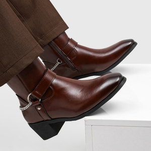 <span class=keywords><strong>Stivali</strong></span> Chelsea da <span class=keywords><strong>uomo</strong></span> in pelle con <span class=keywords><strong>tacco</strong></span> spesso e elegante, taglie grandi, modello 66668 - Product Image 1