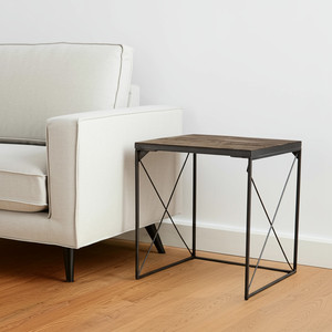 HMS 23 pollici, tavolo quadrato in legno massello marrone convertibile stile fattoria, soggiorno o tavolino d'ingresso - Product Image 2