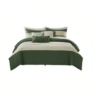 Set Copripiumino 7 Pezzi a Righe in Cotone 400TC, Biancheria da Letto Moderna - Product Image 1