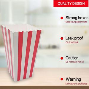 Red White Striped Foldable Paper Popcorn Box Disposable Snack <b>Container</b> - Product Image 4