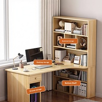 Bureau d'ordinateur réglable avec petite étagère intégrée, bureau d'étude simple pour étudiants à domicile