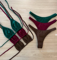 Maillot de bain bikini string taille haute personnalisé pour femme avec imprimé cachemire en Spandex/Nylon, ensemble 2 pièces
