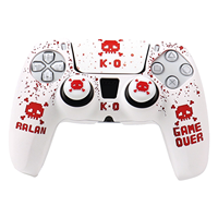 Coque en silicone à motif crâne pixelisé par impression par transfert d'eau avec poignées pour manettes PlayStation 5
