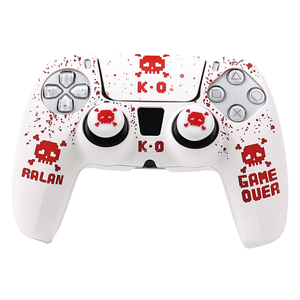 Coque en silicone à motif crâne pixelisé par impression par transfert d'eau avec poignées pour manettes <span class=keywords><strong>PlayStation</strong></span> 5 - Product Image 2