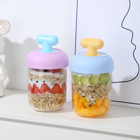 Pot à céréales portable pour petit-déjeuner, avec couvercle et cuillère, idéal pour les fruits et les flocons d'avoine
