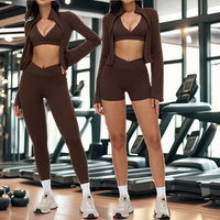 Offre Spéciale : Ensemble de Sport 3 Pièces pour Femme – Veste de Yoga, Soutien-Gorge de Sport et Legging Respirant Extensible dans les Quatre Sens, Anti-Transpiration, Taille Élastique, Coupe en V