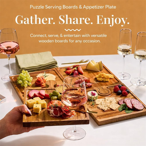 Planche à <span class=keywords><strong>fromage</strong></span> et charcuterie <span class=keywords><strong>en</strong></span> bois d'acacia, style nouveau, 4 pièces, avec support pour verres à vin - Product Image 3