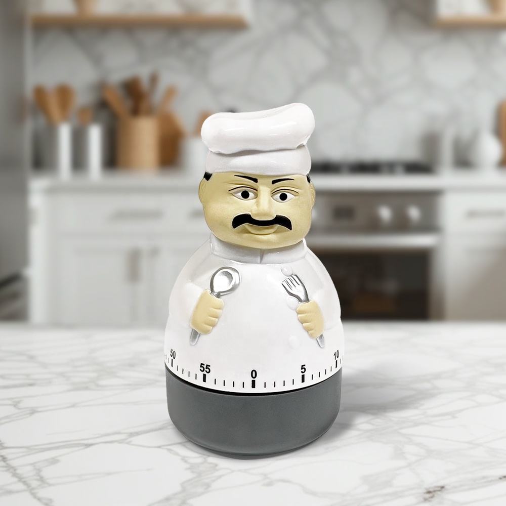 60min Countdown Kitchen Timer Cartoon Mexican Man Shape Eco-Friendly, Chef Man Mechanical Timer ABS Plastic