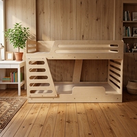 Lit superposé en bois massif écologique, démontable, style européen moderne, avec échelles, pour appartement