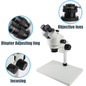 Microscopio estereoscópico Hd para reparación de teléfonos móviles, lupa <span class=keywords><strong>Trinocular</strong></span> estéreo con Zoom, suministro de fábrica, 7-45x OEM - Product Image 4