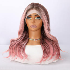 2025 parrucca anteriore in pizzo sintetico rosa sfumato da donna più venduto in fibra ad alta temperatura Micro-Volume coda SM9658 - Product Image 3
