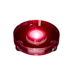 New round multi color chargeable USB plug-in power led stand base transparent crystal display stand base for gift