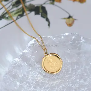 Personalizado de acero inoxidable 18K oro conejito liebre conejo cera sello encanto collar impermeable bosque animales joyería