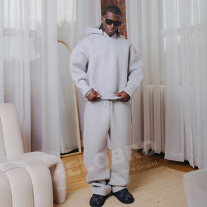 <span class=keywords><strong>Ensemble</strong></span> de survêtement personnalisé pour homme, coupe évasée, 100 % coton, sweat à capuche ample en molleton et pantalon de jogging pour homme - Product Image 3