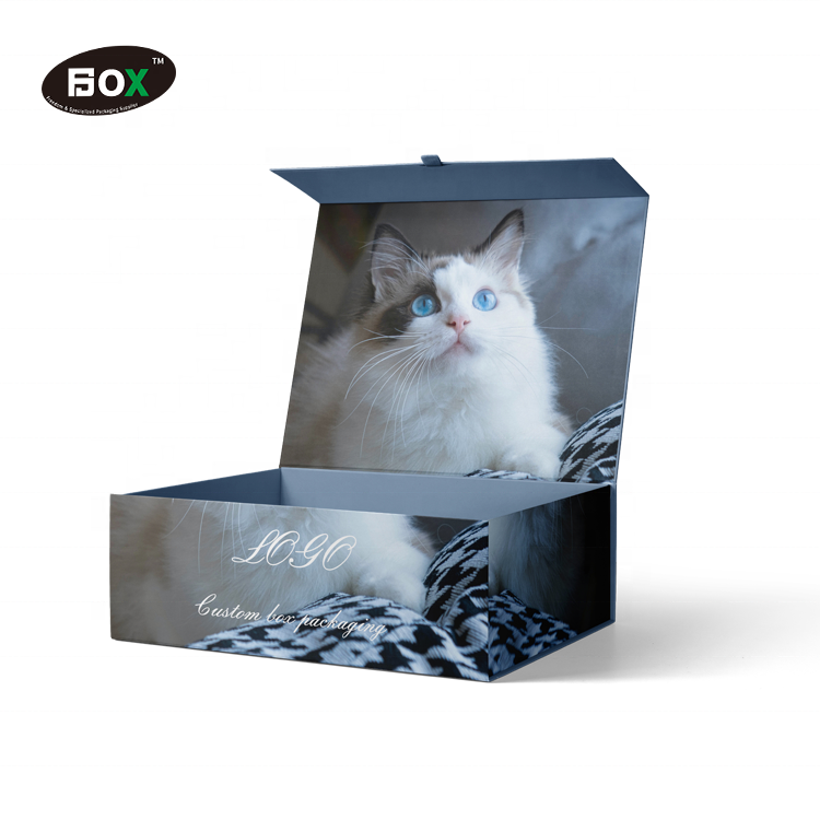 Custom Cardboard Pack Box Pet Pattern Gift Box Foldable Rigid Magnet Rectangle Handmade Paper Box Packaging