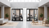 Cabine Acoustique Modulaire en Alliage d'Aluminium Glory Merge Combine avec Éclairage LED Mural, Moderne, pour Bureau, Hôtel, Espace Privé Extérieur