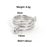 Bague ronde à double tête à trois couches en gros, bague cercle personnalisée, accessoires de bijoux pour femmes