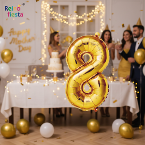 Palloncino d'oro numero 8 da 16 pollici con perla in alluminio pieno di elio per le celebrazioni di laurea della festa di addio al nubilato della festa della mamma - Product Image 3