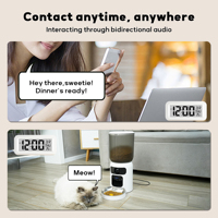 Distributeur automatique intelligent pour animaux de compagnie 6L avec double caméra HD, vision nocturne IR, audio bidirectionnel, contrôle par application, bol en acier inoxydable pour chats et chiens