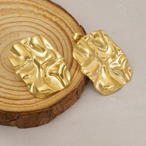 ZOGXIN Wave Stud Earrings 18K Gold Plated Stainless Steel Geometric Party Fashion Jewelry - Product Image 3