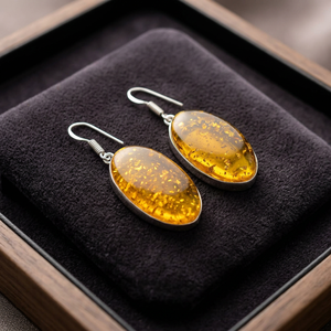 Boucles d'oreilles en ambre de la Baltique, plaquées argent sterling 925, bijoux faits à la main en ambre de la Baltique - Product Image 2