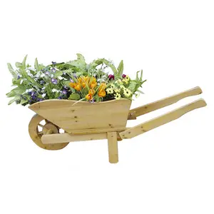 Wheelbarrow Flower Pots Planter Box Garden Wooden Planter