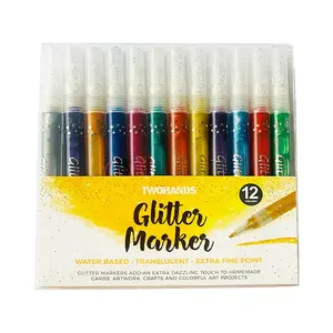 อุปกรณ์การเรียนในสำนักงานหมึกน้ำเครื่องหมาย Glitter ปากกาสีอะคริลิคที่มีบาร์เรลโปร่งแสง