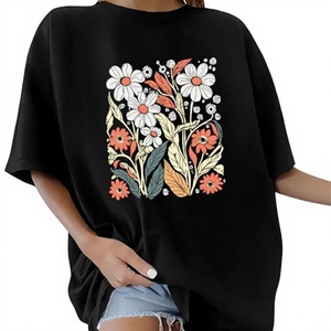Nouveau T-shirt d'été à manches courtes pour femme, coupe ample et ajustée, en soie/coton respirant, style polyvalent, imprimé, vente en gros - Product Image 3