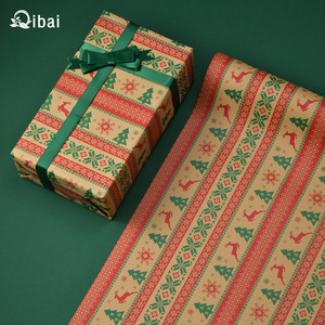 Qibai papier d'emballage cadeau de Noël épaissi papier d'emballage kraft de Noël <span class=keywords><strong>arbre</strong></span> wapiti boîte-cadeau - Product Image 5