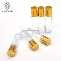 Vente en gros de bouteille à rouleau de 5ml personnalisée en verre vide essentiel bouteille de parfum attar d'huile vide de 10ml bouteille en verre d'huile avec boule roulante