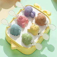 Moule à glace en silicone lavable et séparable avec six formes de dessins animés, plateau à sucettes glacées avec bâtonnets réutilisables pour usage domestique