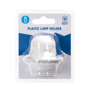 Portalampada E27 in plastica bianca con terminale a molla e filettatura completa, ideale per luci domestiche e applicazioni - Product Image 2