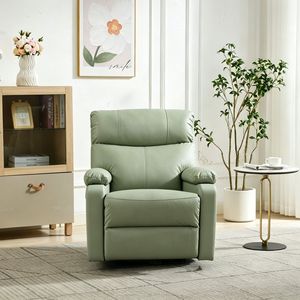 Fauteuil inclinable en cuir PU beige, chaise à bascule manuelle, fauteuil rembourré, siège de salon pour le salon - Product Image 3