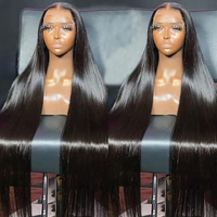 Perruque indienne vierge naturelle de 40 pouces, lisse, sans colle, avec dentelle HD complète, 100 % cheveux humains non traités, pour femmes noires