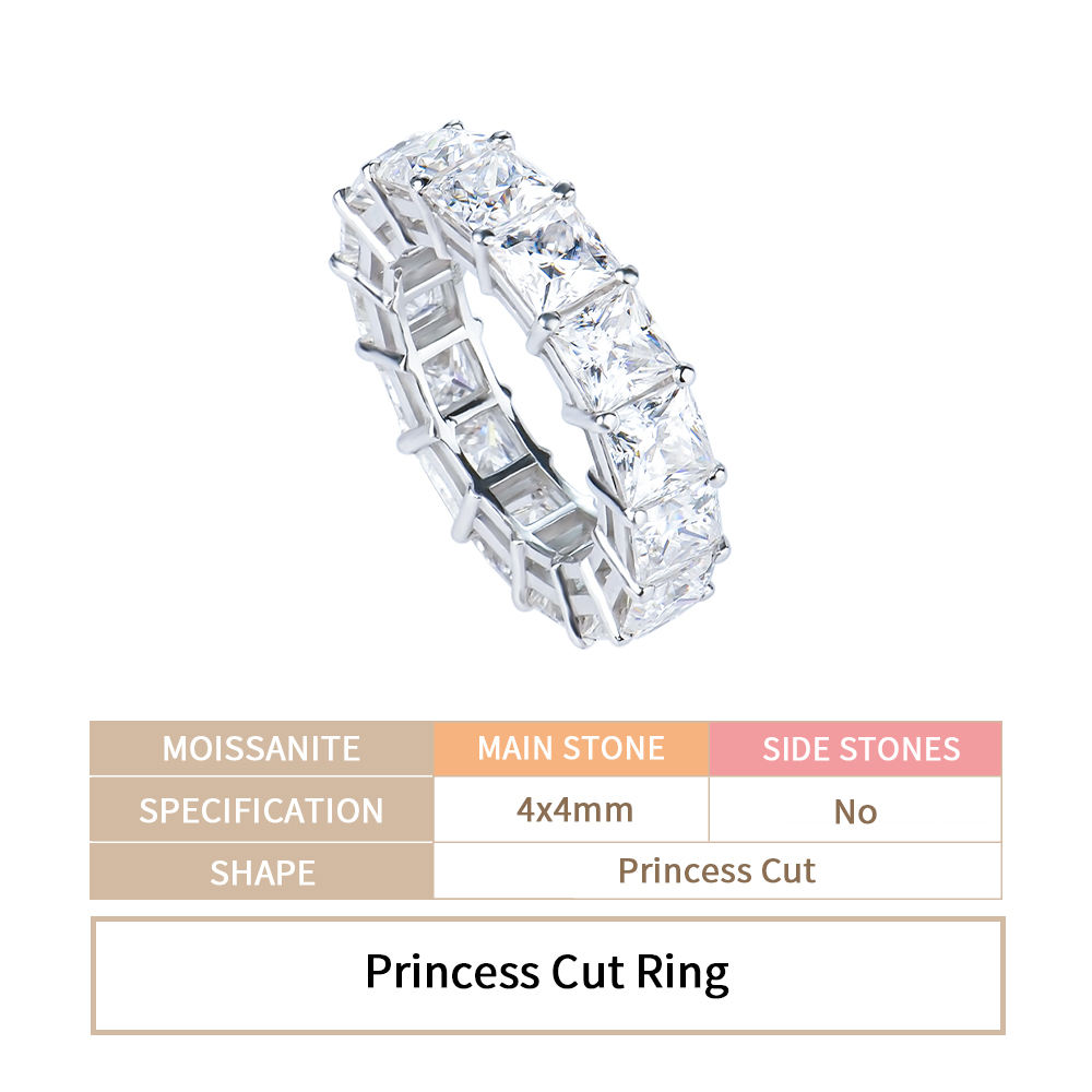 แหวนสีเงิน ทรงเจ้าหญิง ขนาด 4*4 มม.