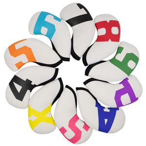 Housses de tête de fer pour clubs de golf, housses de tête en néoprène imperméables avec grandes numéros colorés, 10 pièces/ensemble - Product Image 1