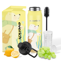 Bouteille d'eau isotherme en acier inoxydable avec infuseur à fruits 18oz/25oz, revêtement thermique en cuivre de qualité alimentaire 304