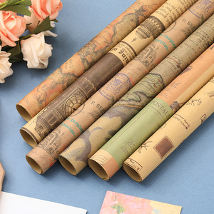 Papier d'emballage kraft style rétro pour fleurs, cadeaux, couvertures de livres, boîtes cadeaux, 100 g/m², compatible impression offset UV - Product Image 3