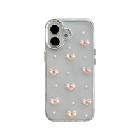 Coque de téléphone en TPU antichoc de style coréen avec nœud pour iPhone 17 Pro Max 16, design transparent à paillettes, vente en gros pour femmes